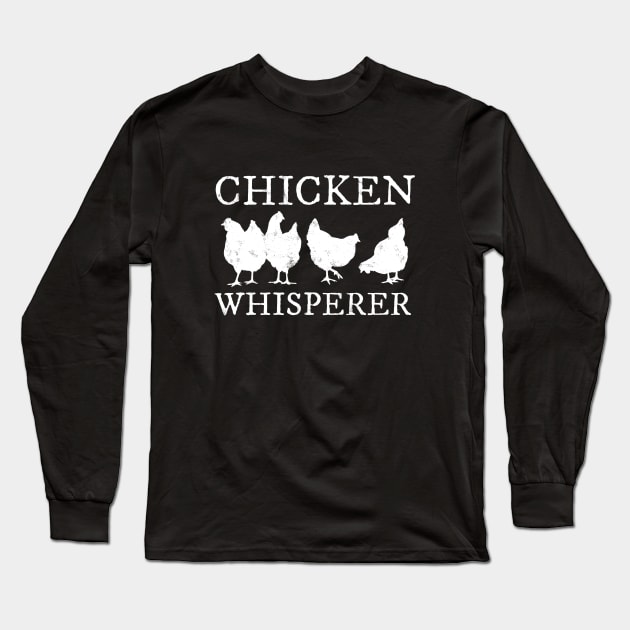 Funny Chicken Whisperer with Hen Silhouettes Long Sleeve T-Shirt by cottoncanvas